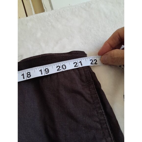 Perry Ellis 42x30 Linen Roll Tab Hem Casual Coastal Vacation Pants Brown Pockets - Picture 8 of 8